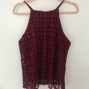Maroon Lace Halter Top